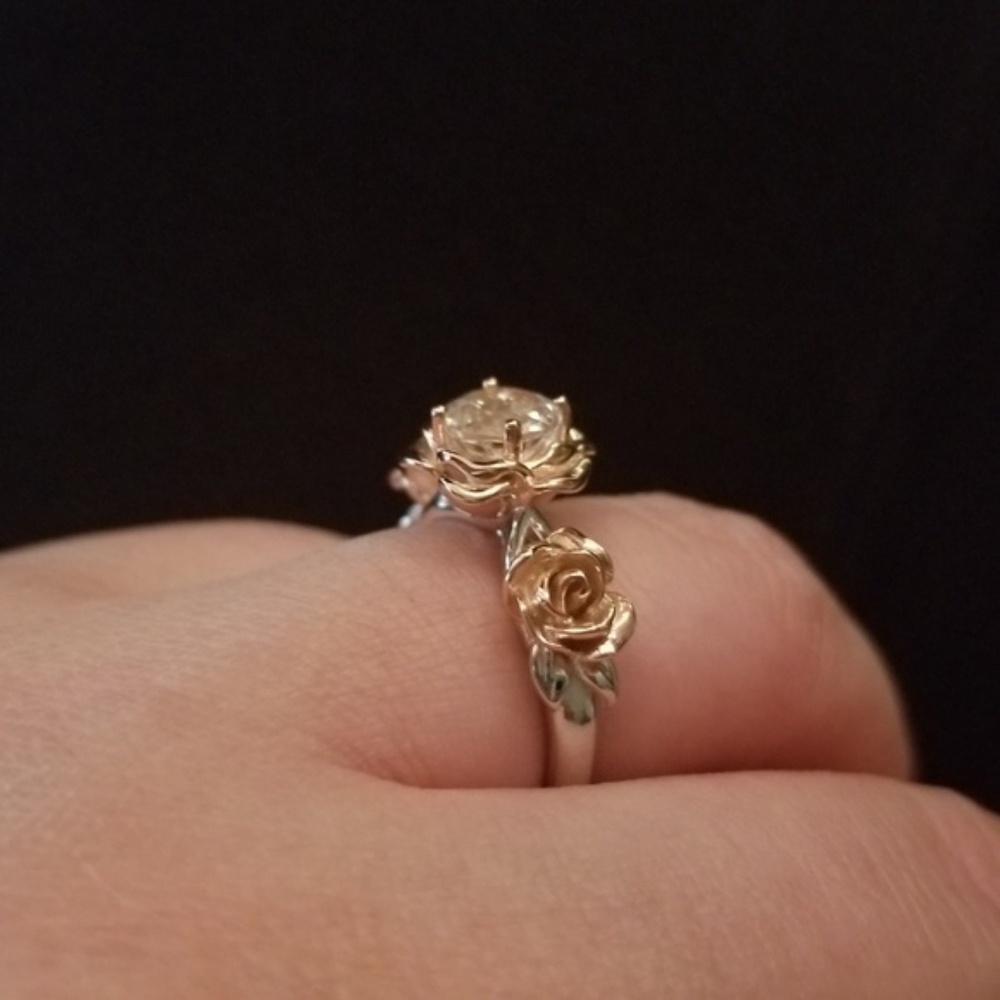 Sterling Silver & 18k Three-Rose Ring - Picture 7 of 7